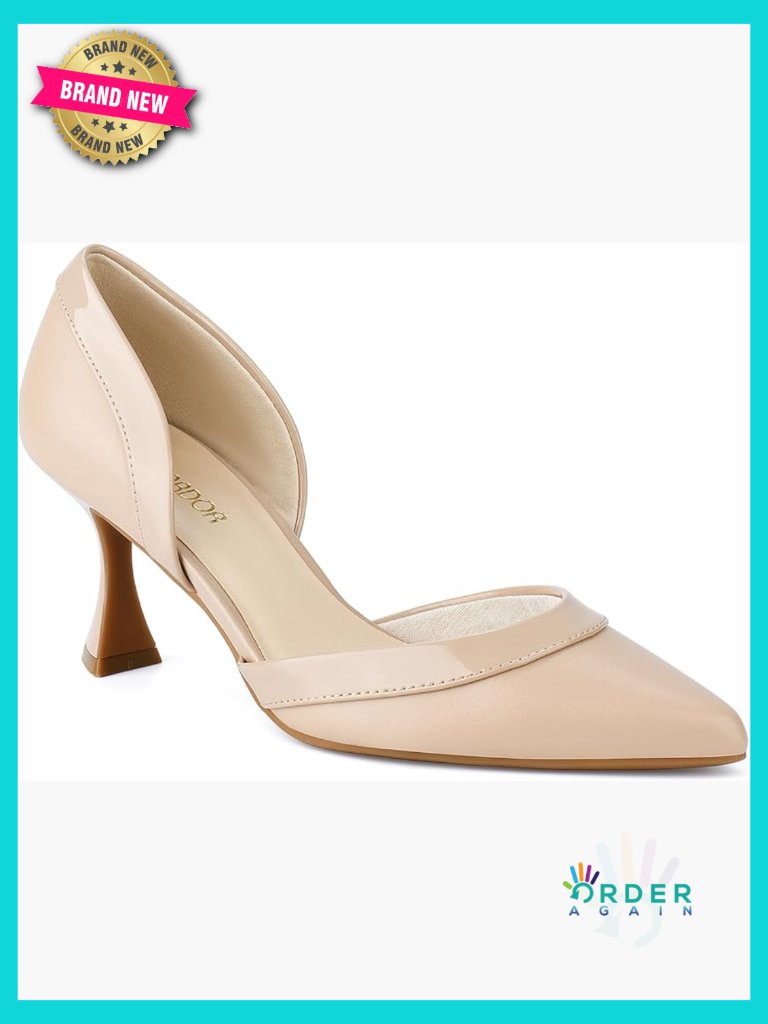 Pointed Toe Kitten Heel D'orsay Pumps Comfortable Dress Shoes For Work Wedding